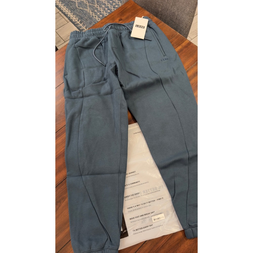 LSKD‎ Stream Panel Track Pants Deep Sea Blue Fleece Joggers XL New